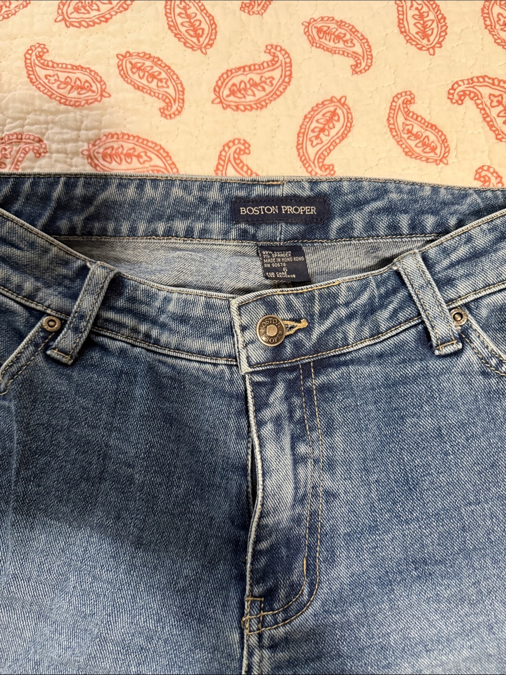 Boston Proper Blue Flare Jeans with Multicolor Floral Embroidery - Picture 3 of 4